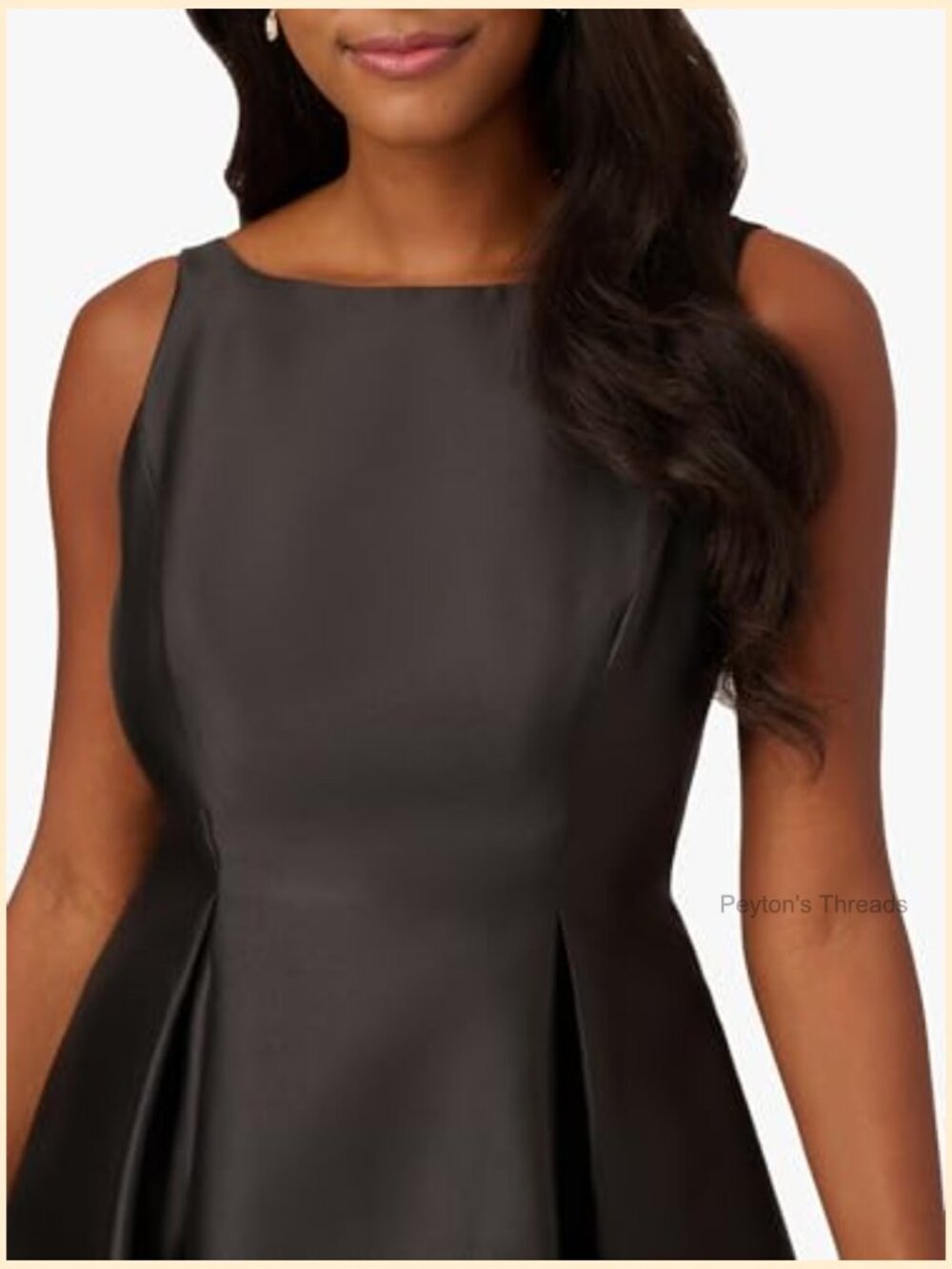 Sleeveless Tea Length Cocktail Dress Fit & Flare Boat Neck - Picture 3 of 7
